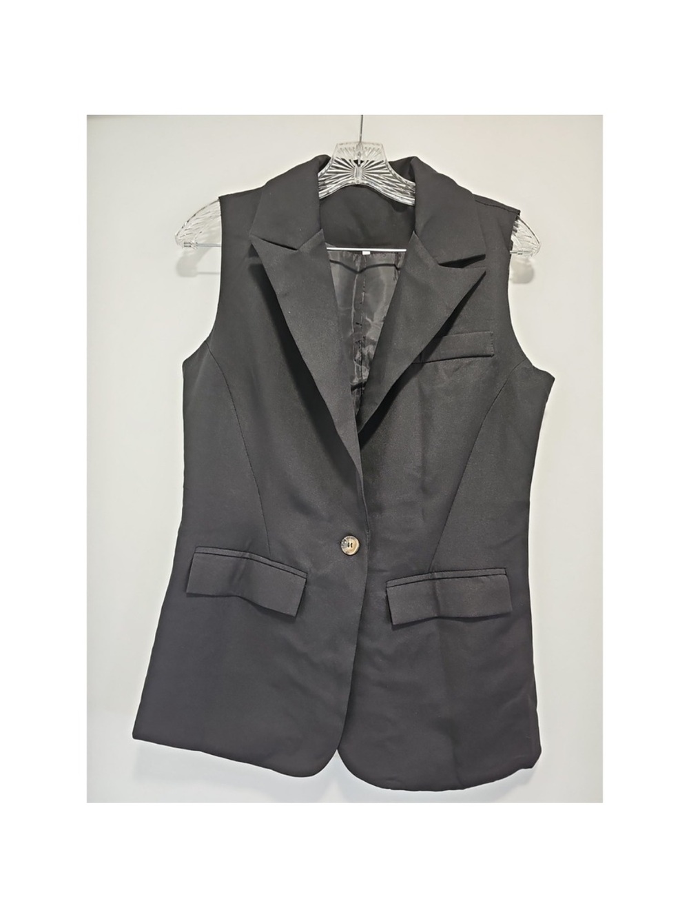 Sleeveless Black Tailored Vest Blazer